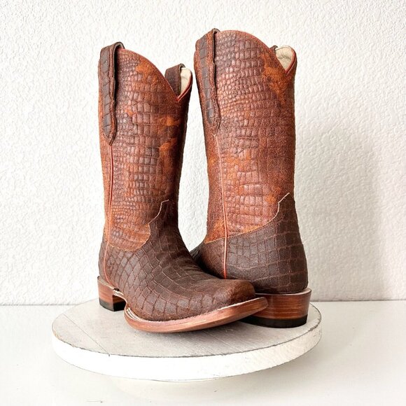 NEW Lane Capitan Mens Brown Cowboy Boots TULSA 8D Leather Western Cutter Toe - Picture 1 of 12